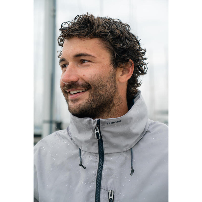 Veste de voile imperméable coupe vent Homme - Sailing 500 grise claire