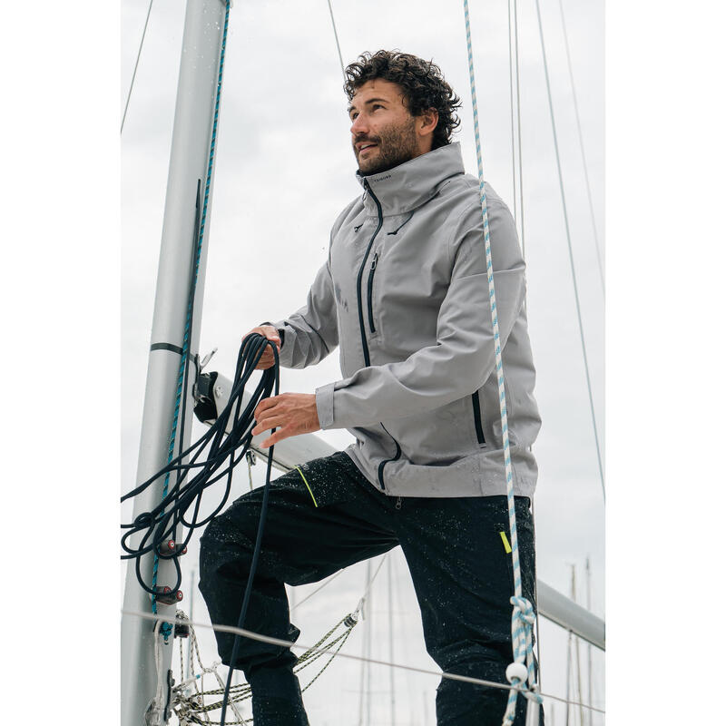 Veste de voile imperméable coupe vent Homme - Sailing 500 grise claire