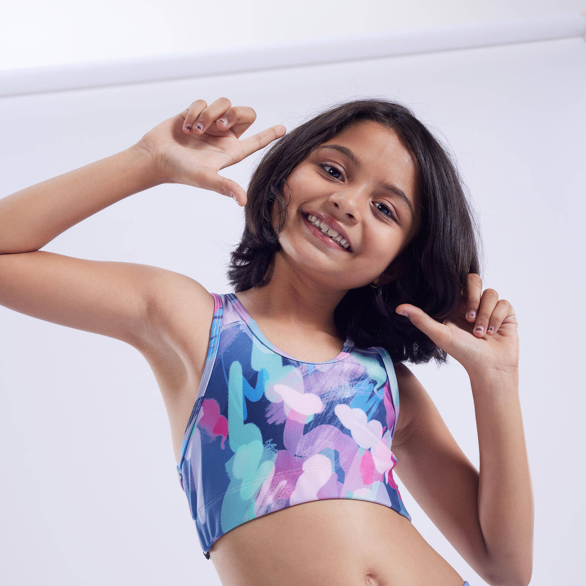 Girls' Breathable Sports Bra - Blue/Pink -  1