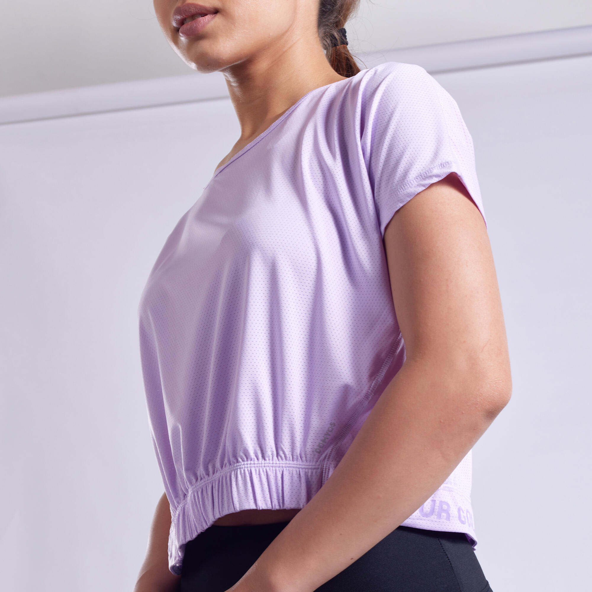 Women Gym Crop T-Shirt Loose Fit - Purple