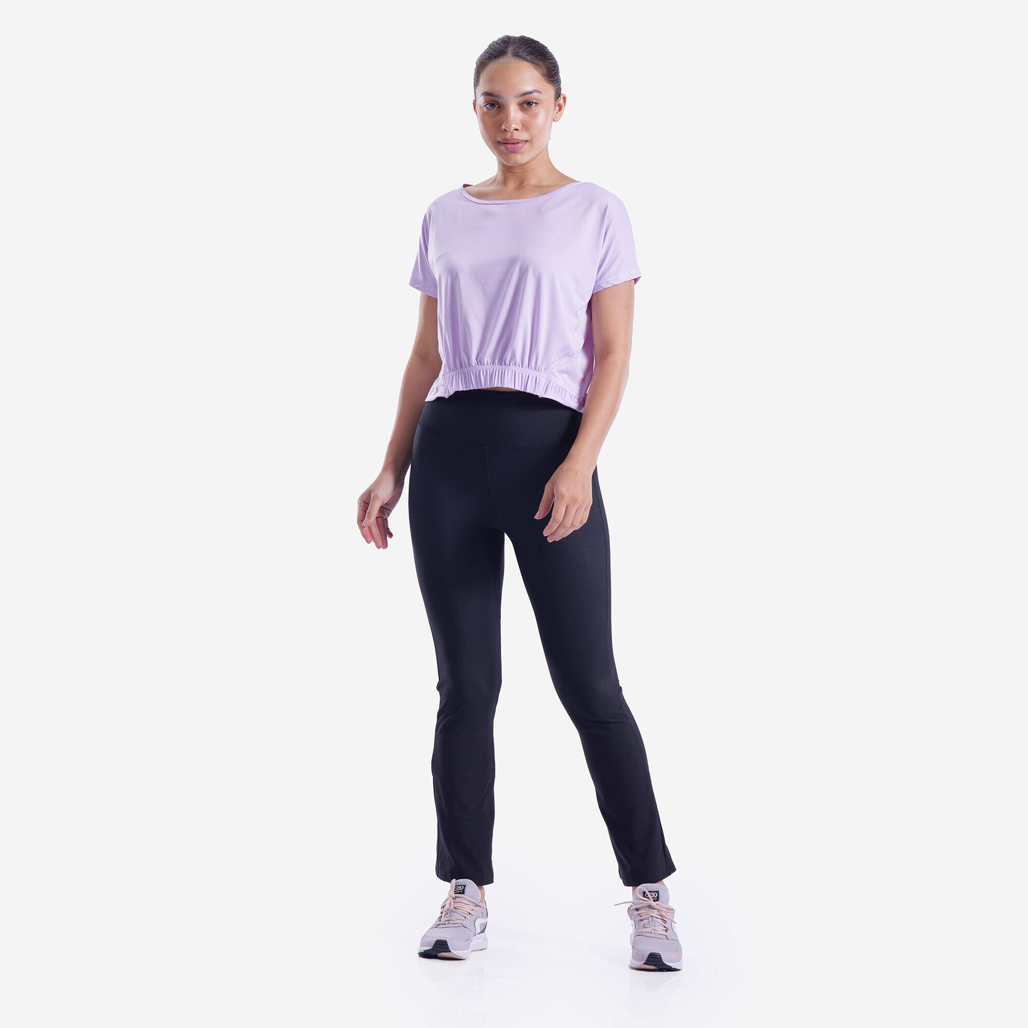 Women Gym Crop T-Shirt Loose Fit - Purple -  1