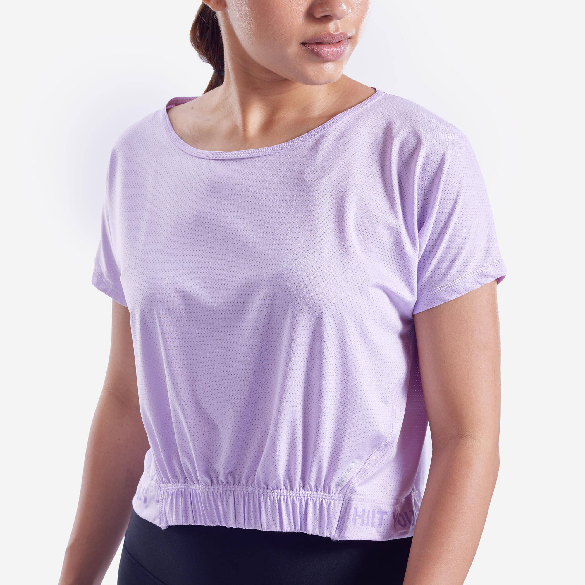 Women Gym Crop T-Shirt Loose Fit - Purple -  4