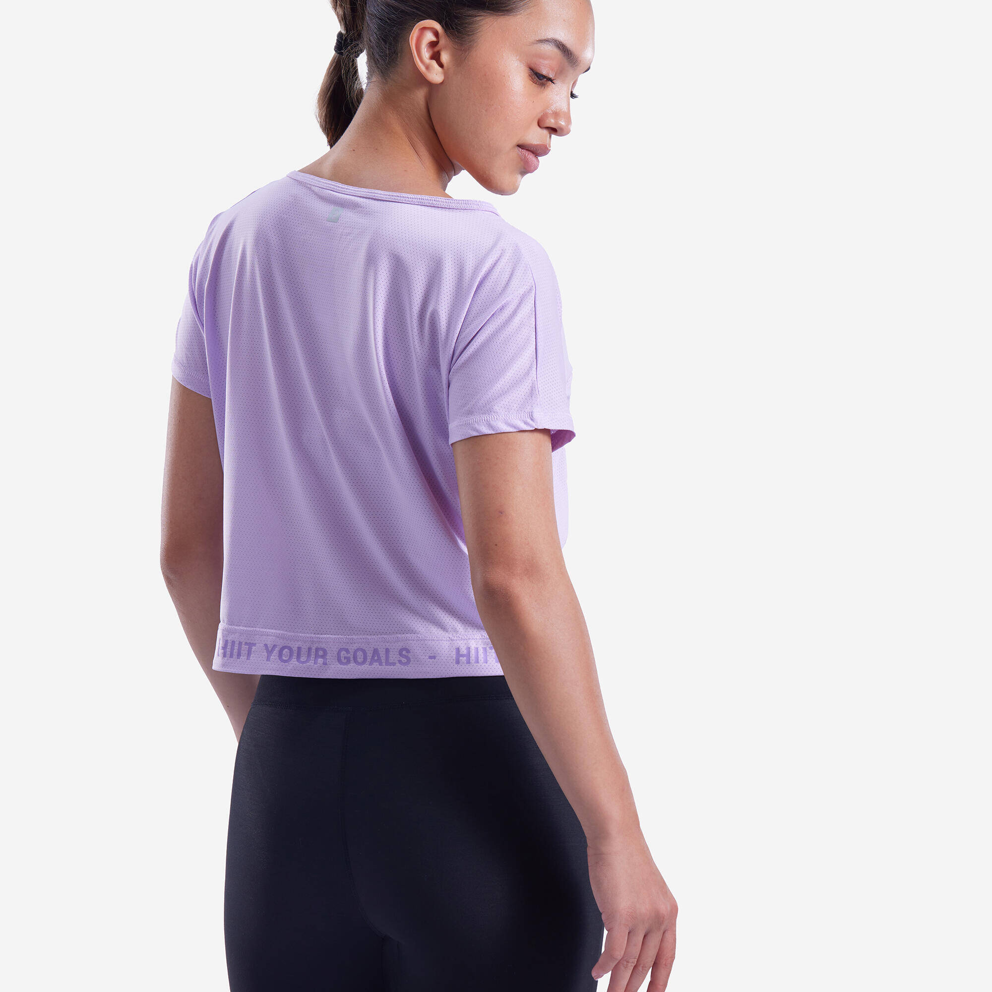 Women Gym Crop T-Shirt Loose Fit - Purple -  3