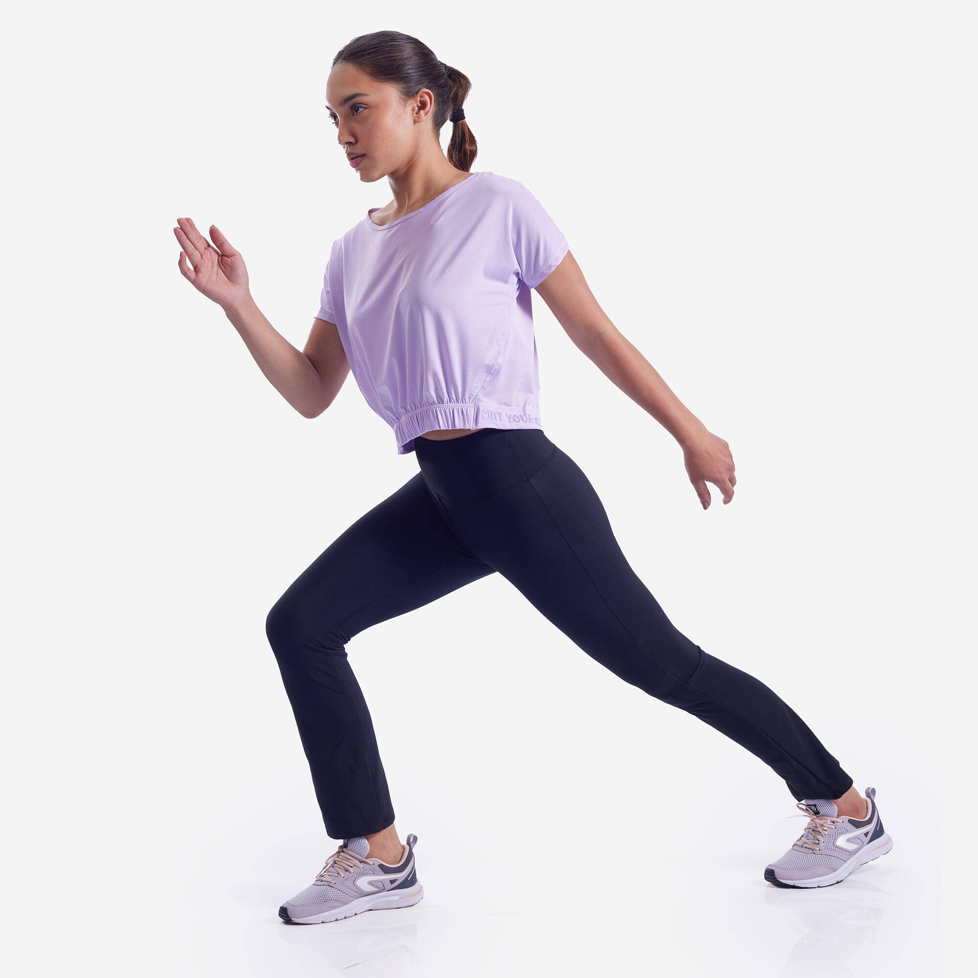 Women Gym Crop T-Shirt Loose Fit - Purple -  5