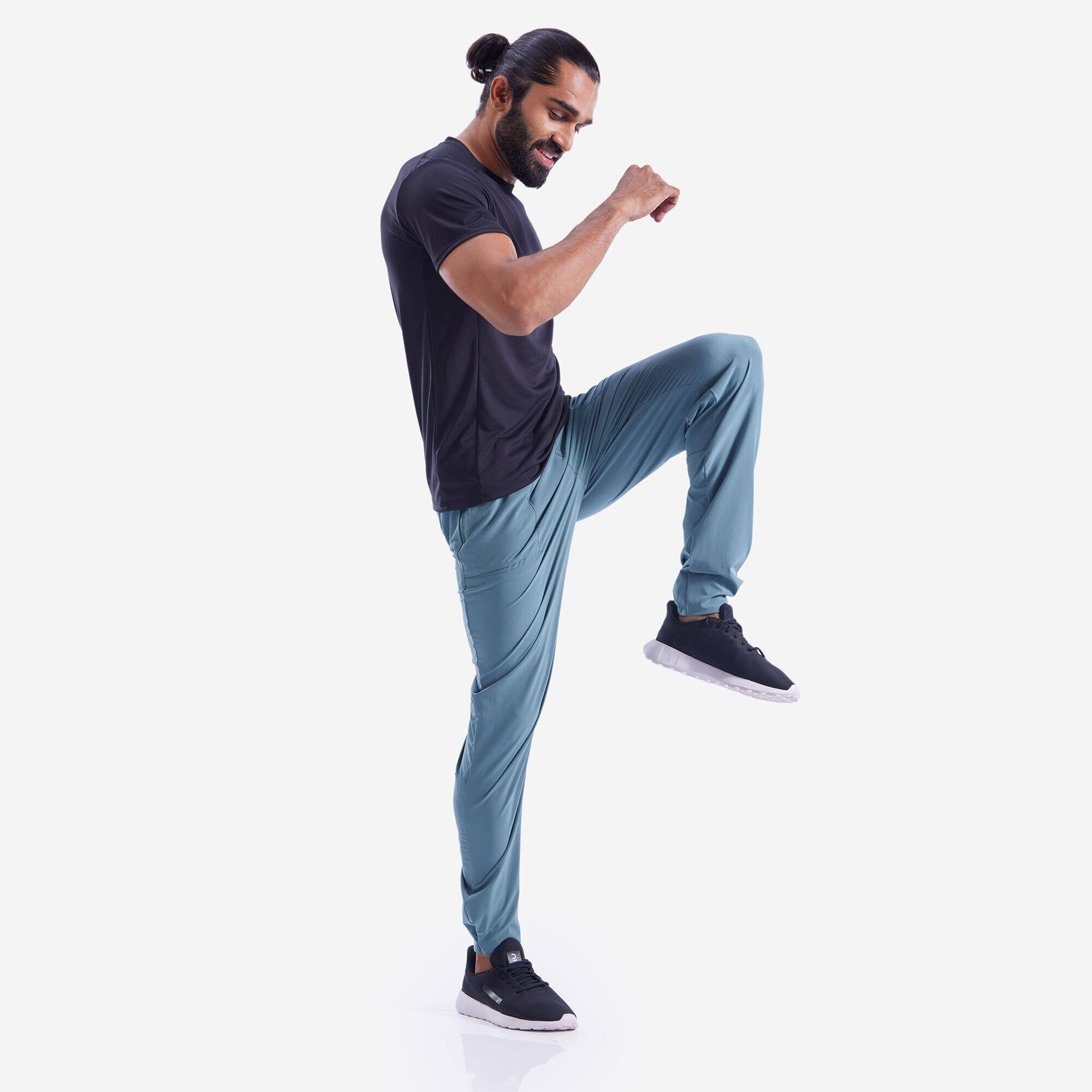 Men Gym Trackpant Convertible, Jog Fit, Quick Dry, Zip Pockets, 500 - Ash Green