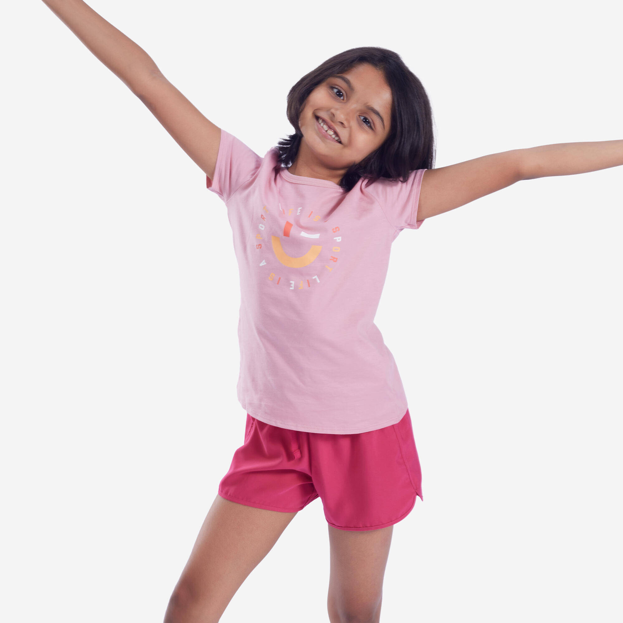 Girls' Multisport Breathable Shorts - Pink -  1