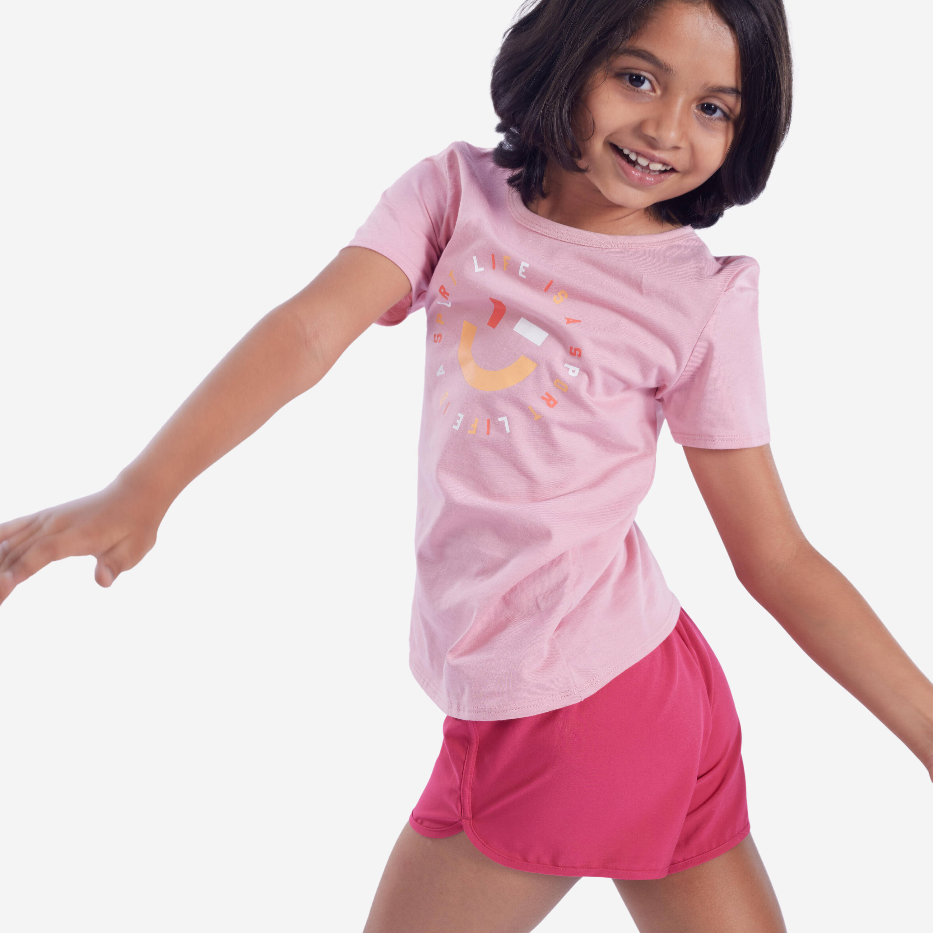 Girls' Multisport Breathable Shorts - Pink -  4