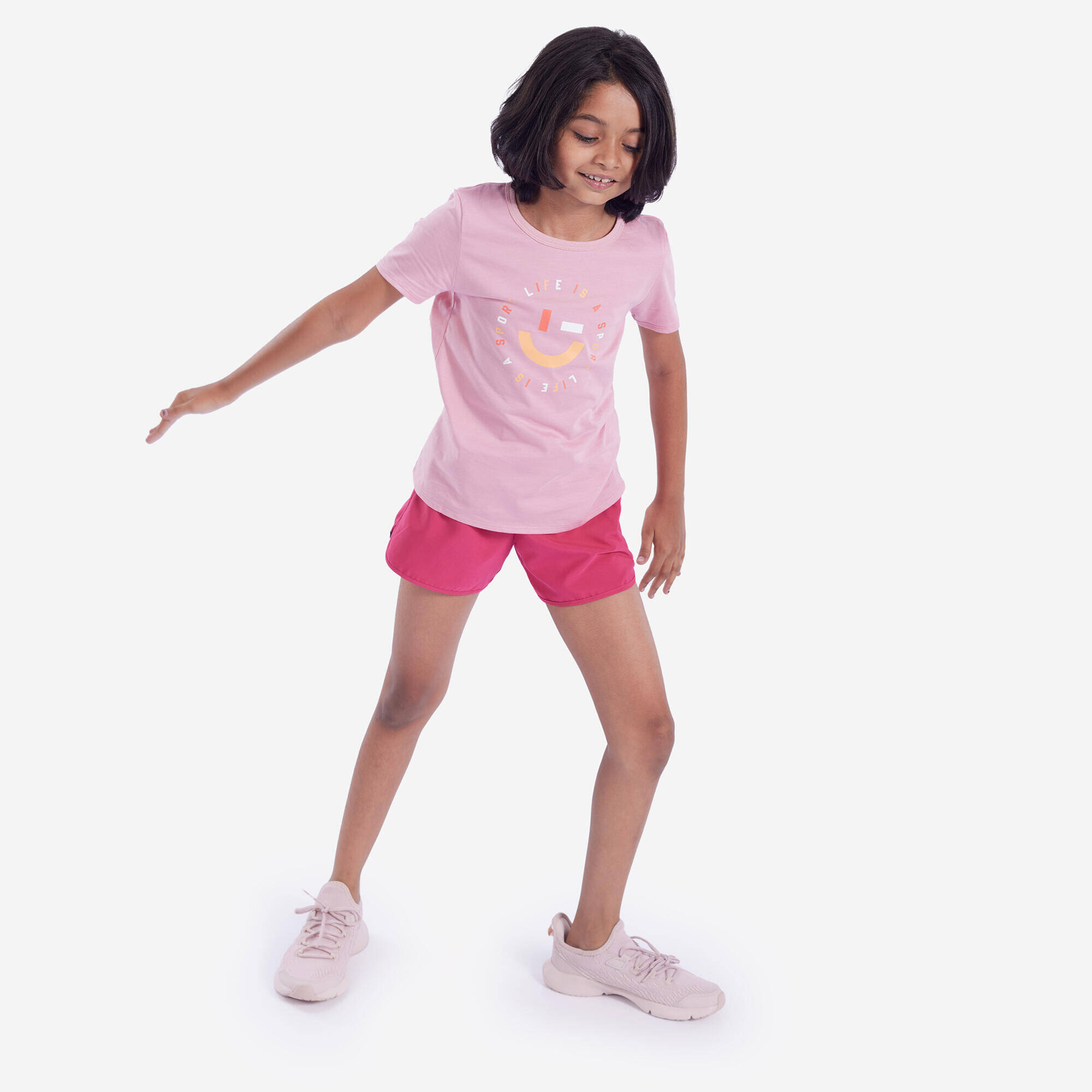 Girls' Multisport Breathable Shorts - Pink -  5