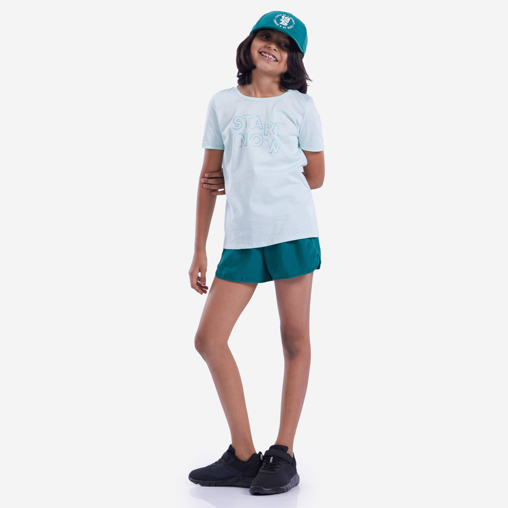 Girls' Multisport Breathable Shorts - Pine Green -  3