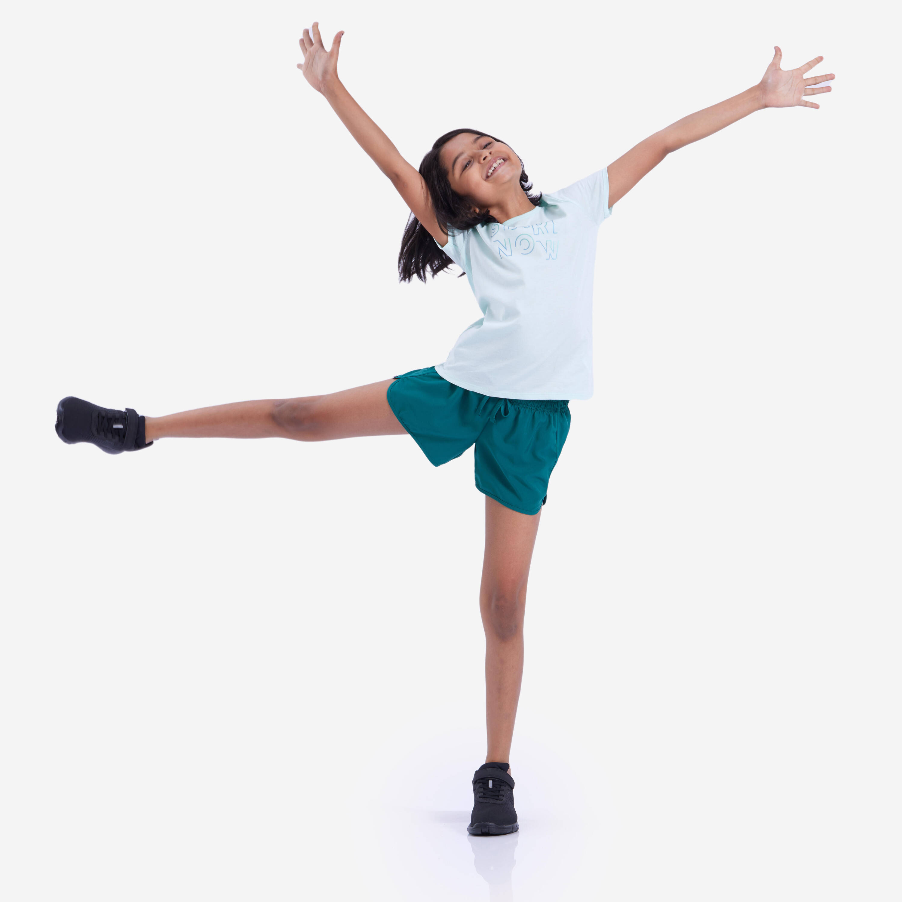 Girls' Multisport Breathable Shorts - Pine Green -  2