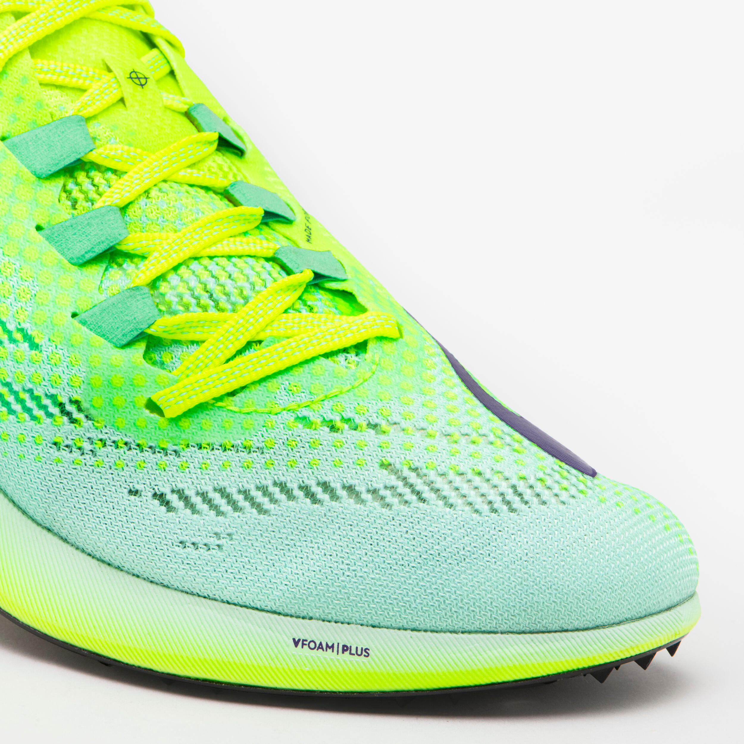 Laufschuhe Leichtathletik Spikes Langdistanz - AT Long grün/gelb  3/8