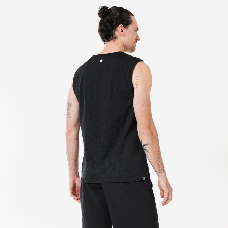 Camiseta pilates y yoga seamless sin mangas Kimjaly Hombre negro
