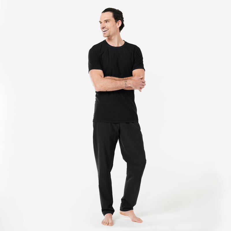 Pantaloni uomo yoga slim poliestere traspirante neri
