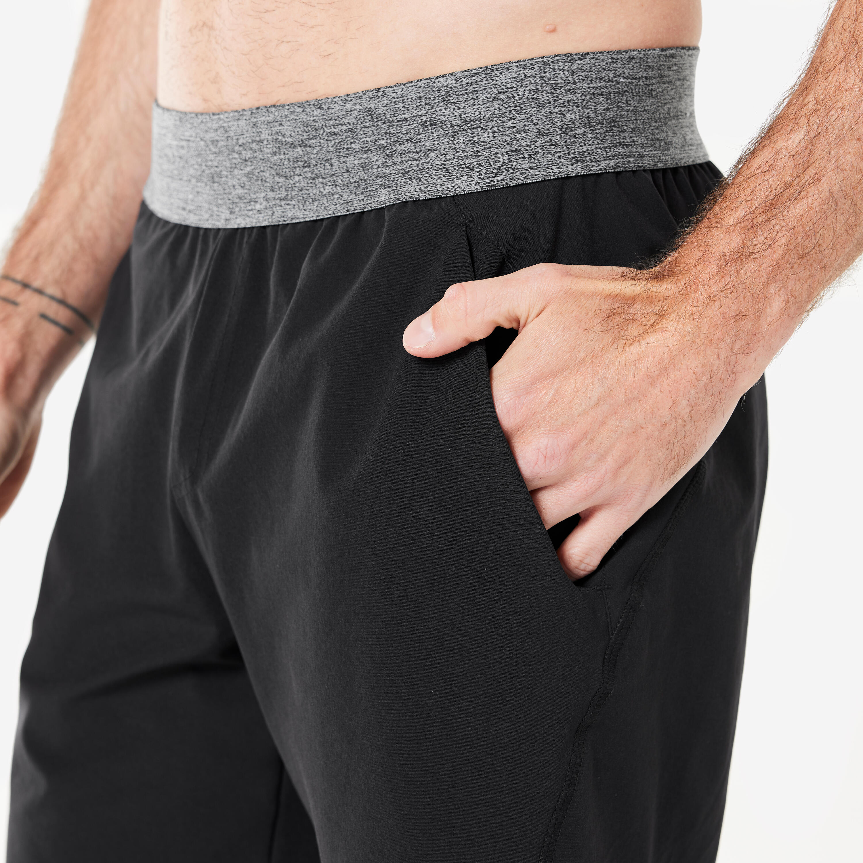 Lichte short voor dynamische yoga heren zwart 3/5