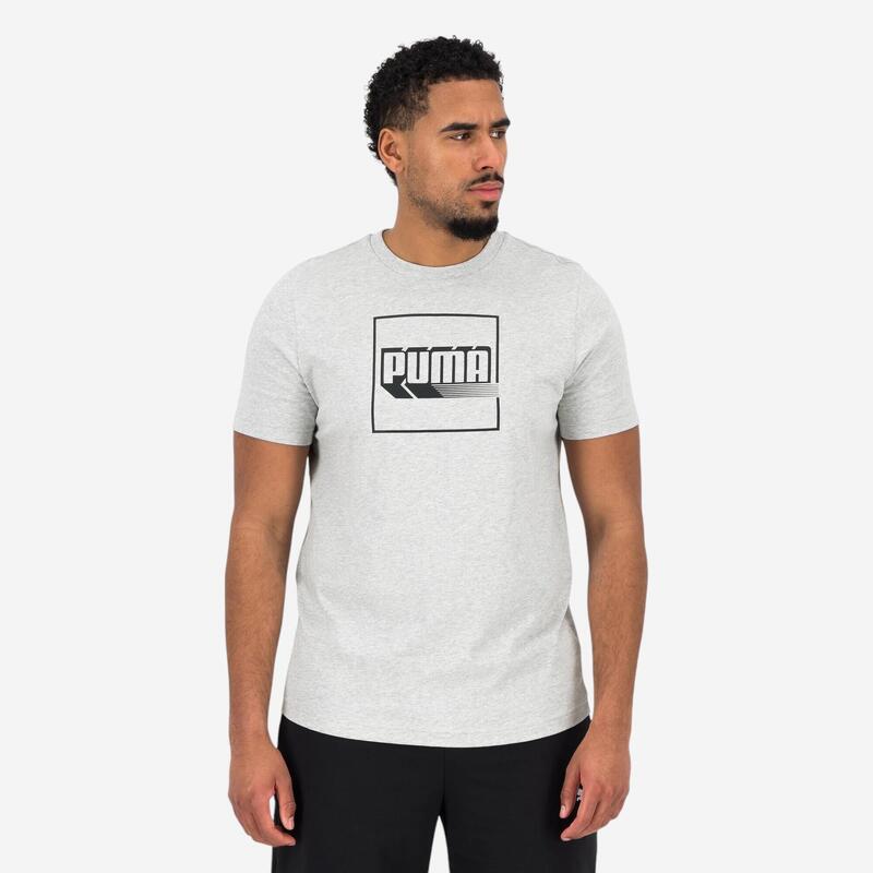 T-shirt de Fitness com Estampado Homem Puma Cinzento