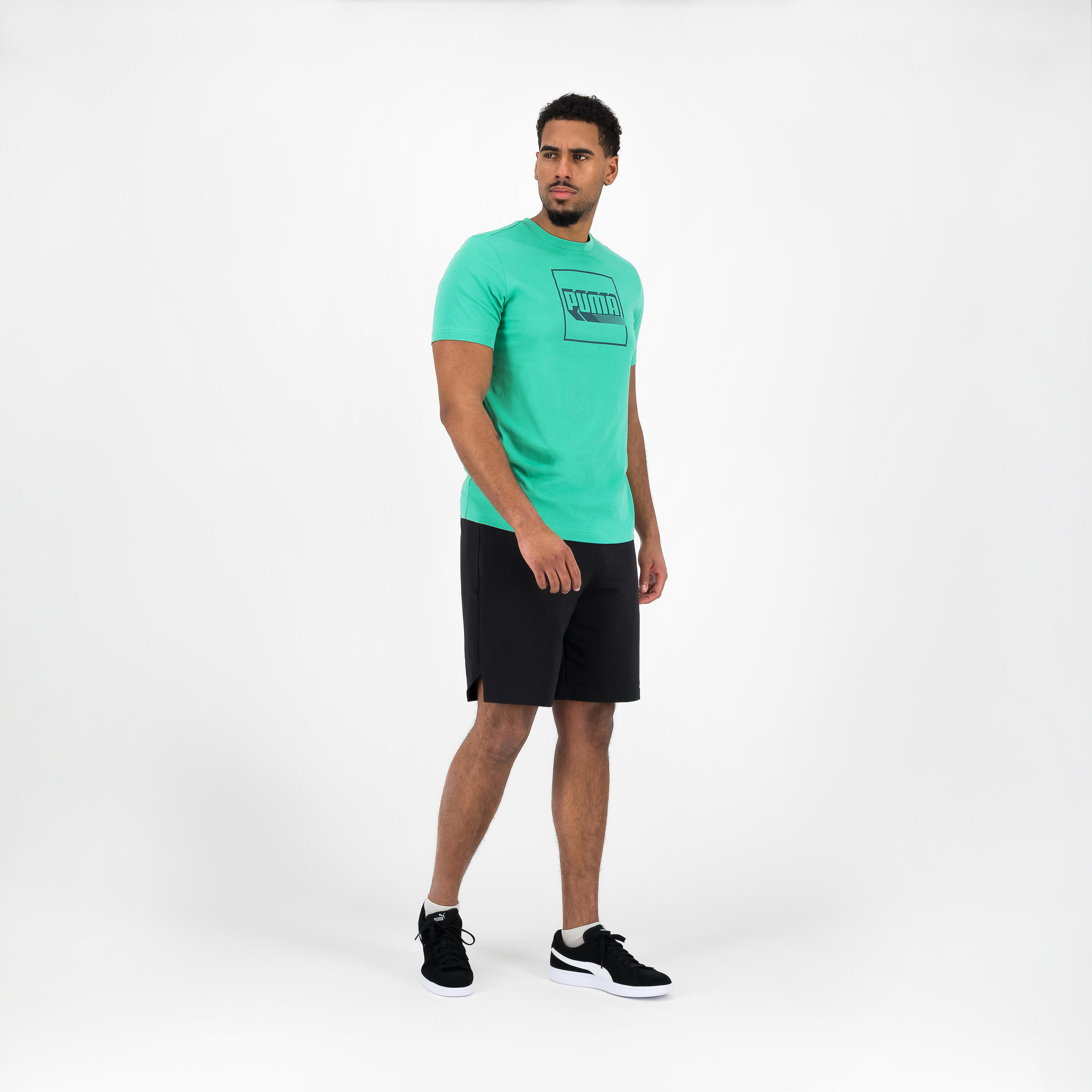 T-shirt Puma uomo palestra regular fit 100% cotone verde chiaro stampata 4/7
