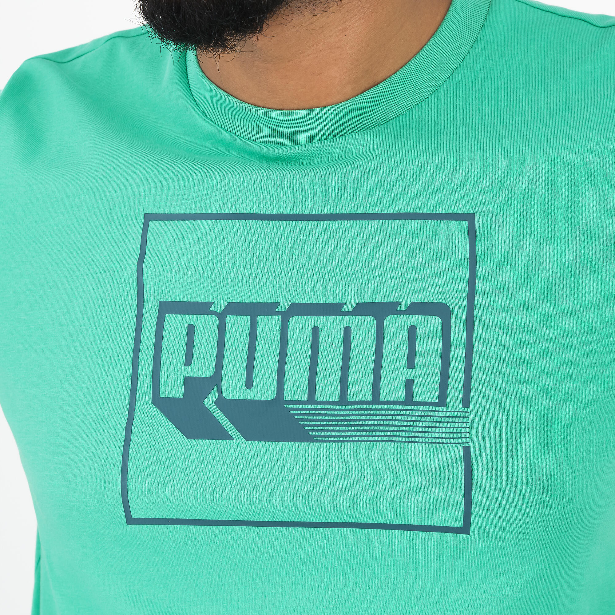 T-shirt Puma uomo palestra regular fit 100% cotone verde chiaro stampata 2/7