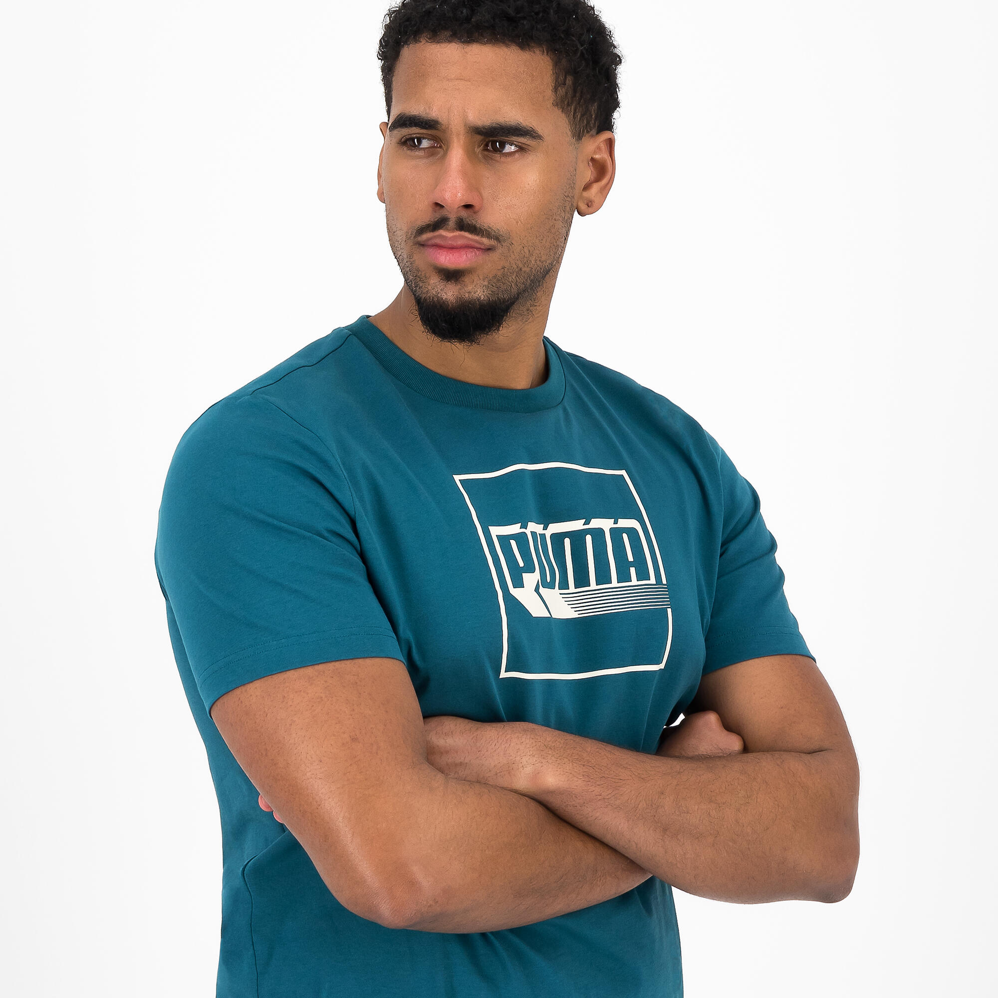 Men's Printed T-Shirt - Blue/Green 6/7