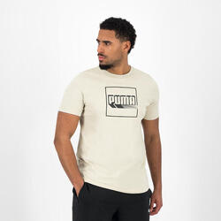 Heren T-shirt beige met opdruk