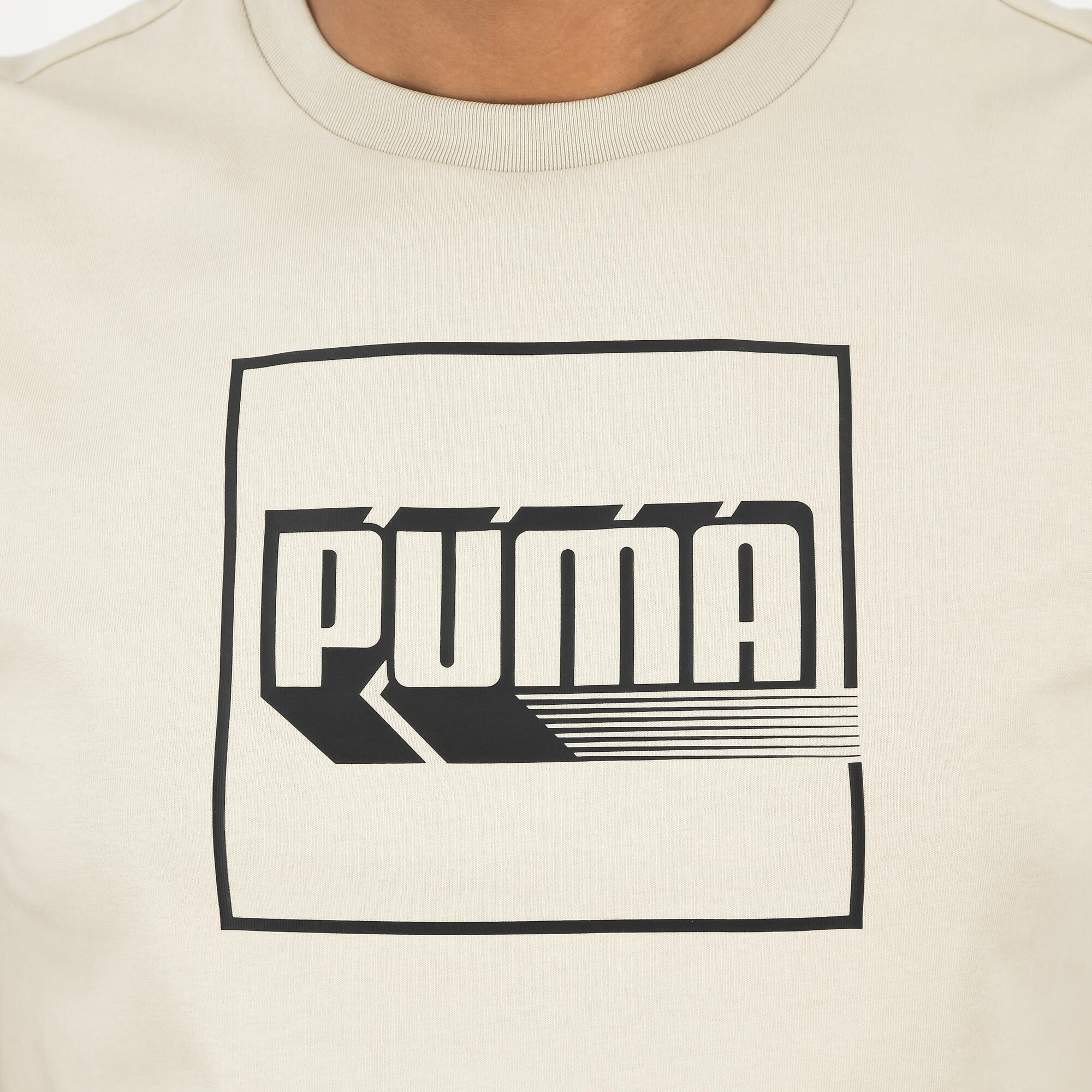 T-shirt Puma uomo palestra regular fit 100% cotone beige stampata 4/6