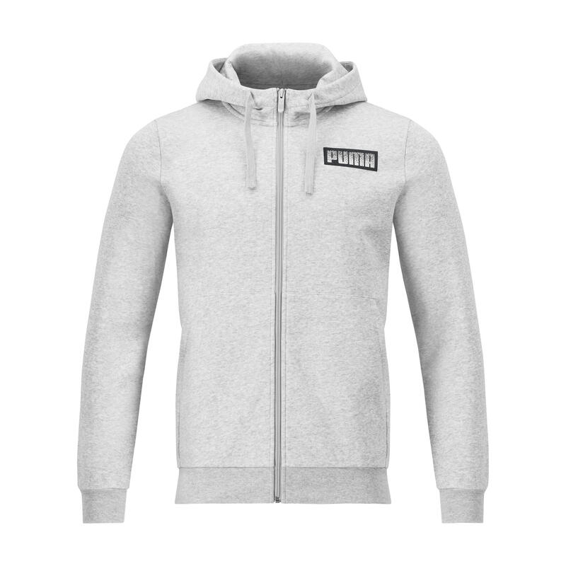 Sudadera Training Puma Hombre Gris Estampada Capucha Cremallera