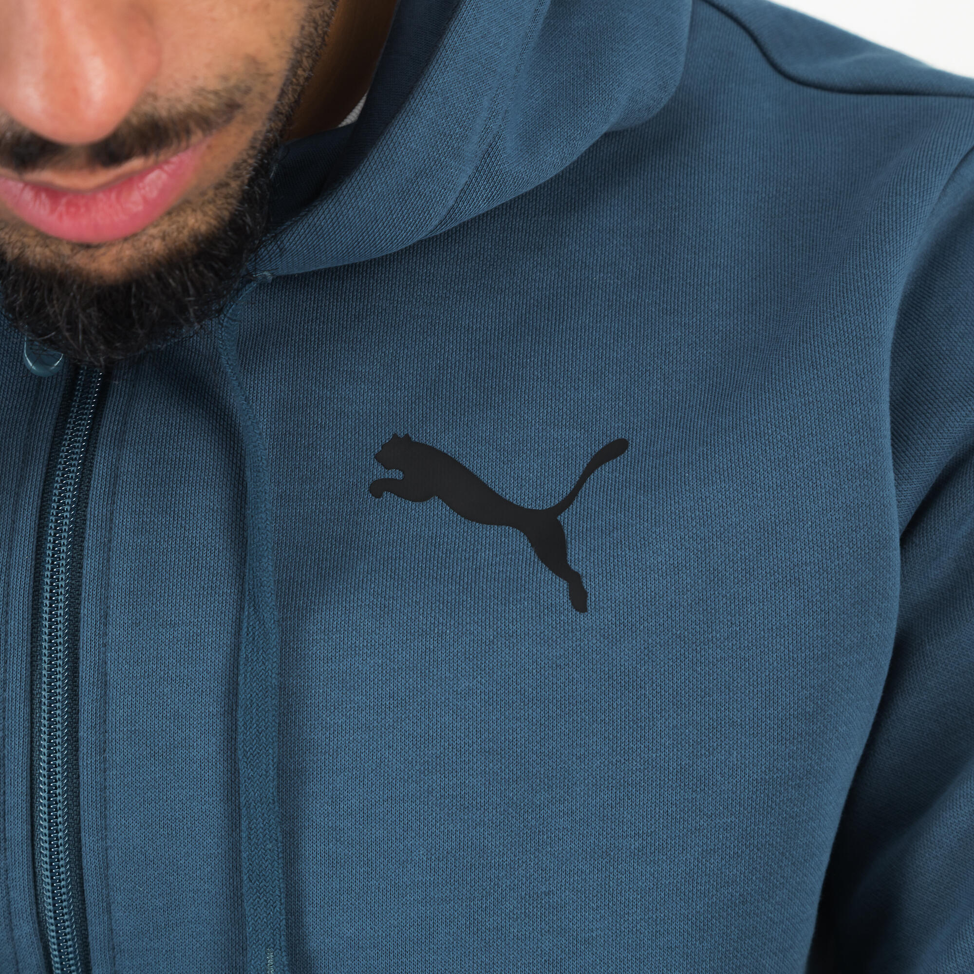 Puma Felpa con cappuccio da uomo - blu-grigio