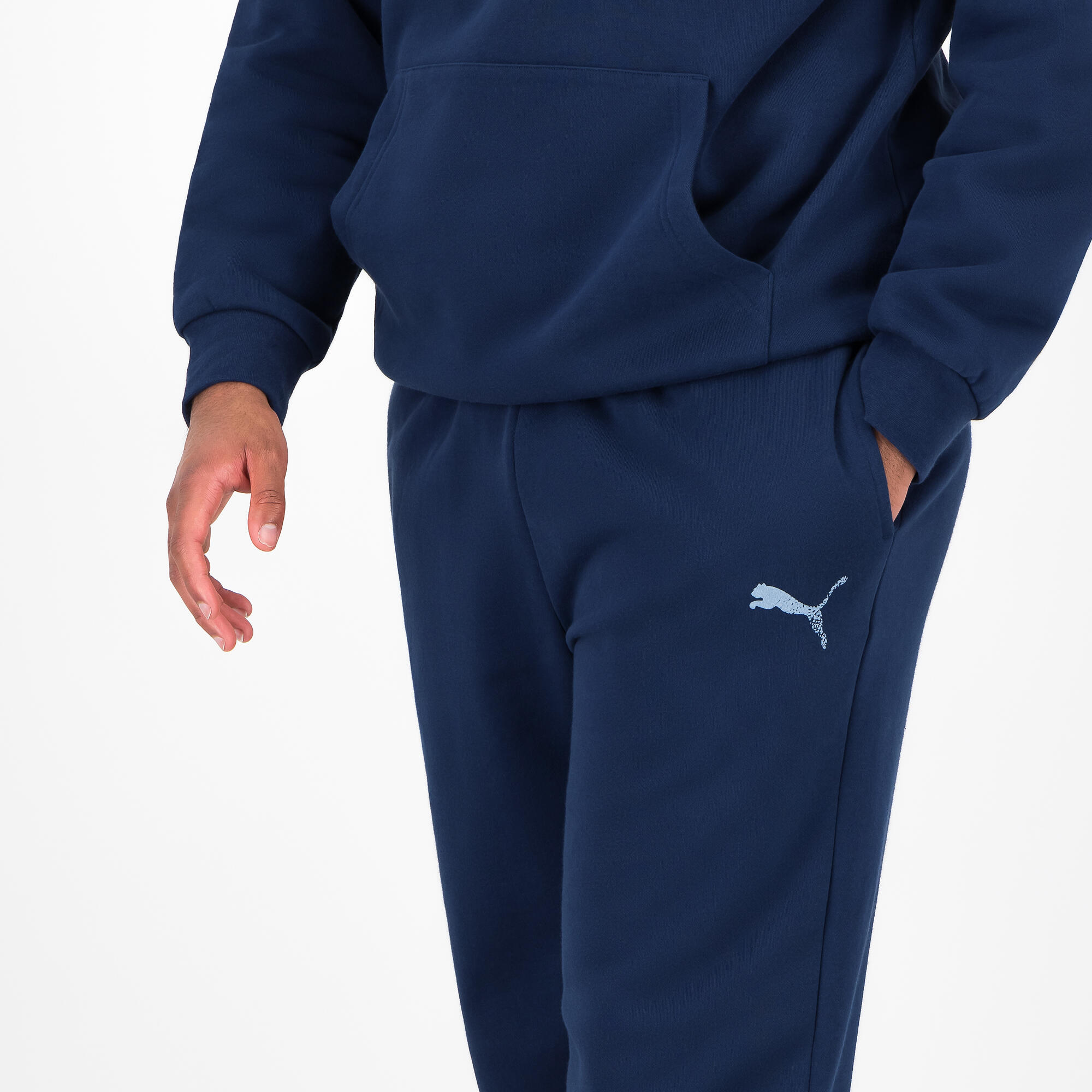 Pantaloni tuta Puma uomo regular fit felpati blu PUMA Decathlon