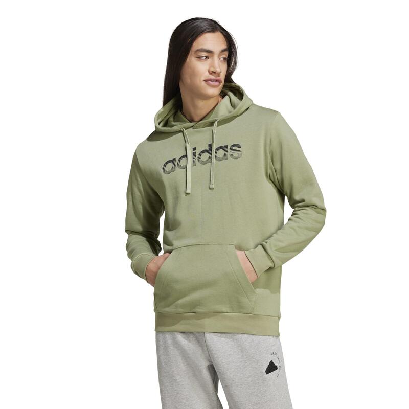 Felpa ADIDAS uomo palestra con cappuccio leggera verde