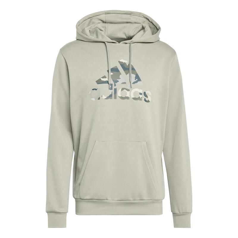 SWEAT-SHIRT A CAPUCHE CAMO DE FITNESS SOFT TRAINING ADIDAS HOMME GRIS ARGENT