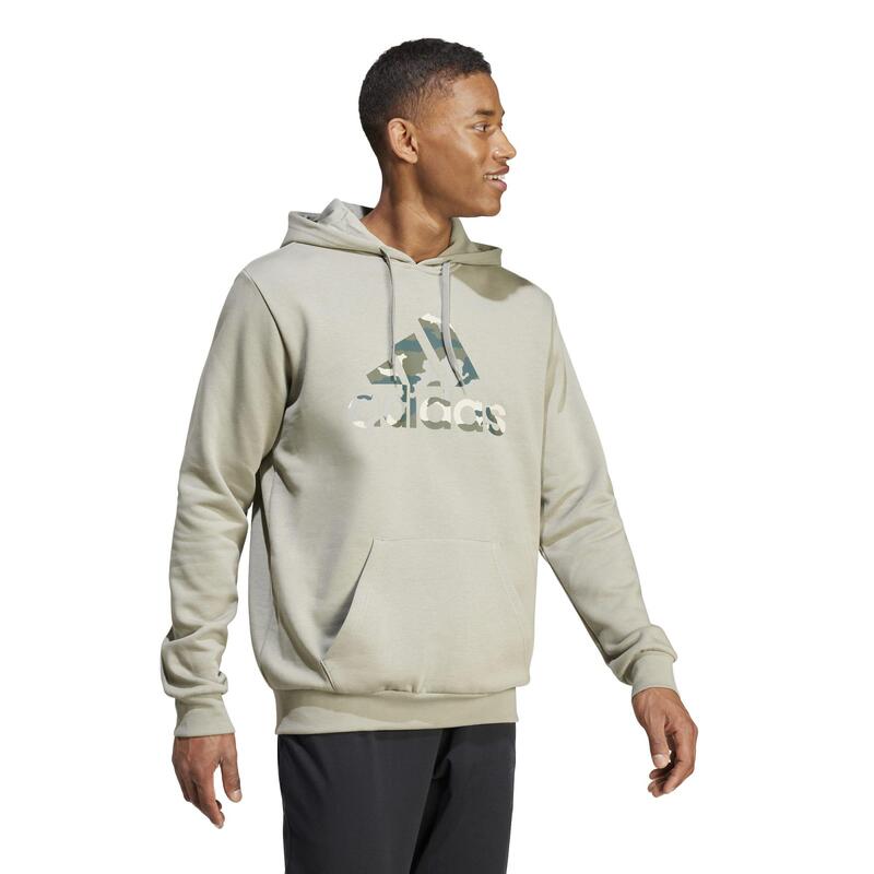 SWEAT-SHIRT A CAPUCHE CAMO DE FITNESS SOFT TRAINING ADIDAS HOMME GRIS ARGENT