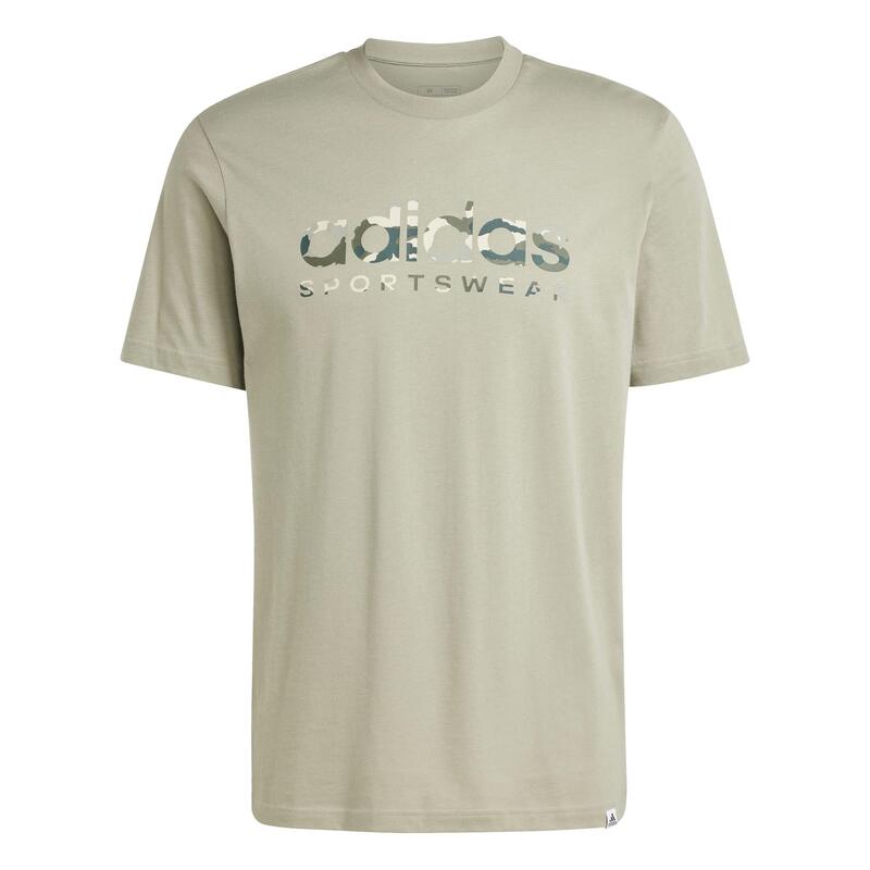 HEREN-T-SHIRT VOOR FITNESS EN SOFT TRAINING CAMOUFLAGE ZILVERGRIJS