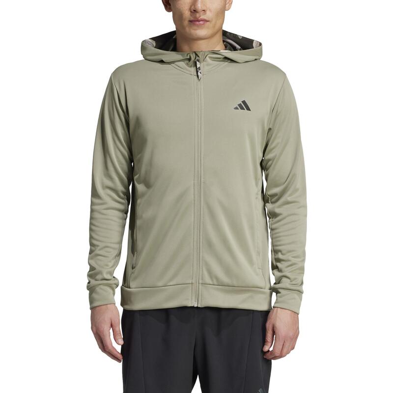 Felpa ADIDAS uomo palestra con cappuccio leggera grigio-argento