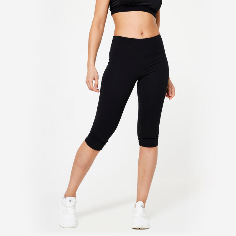 Corsaire de fitness slim femme, noir ultra