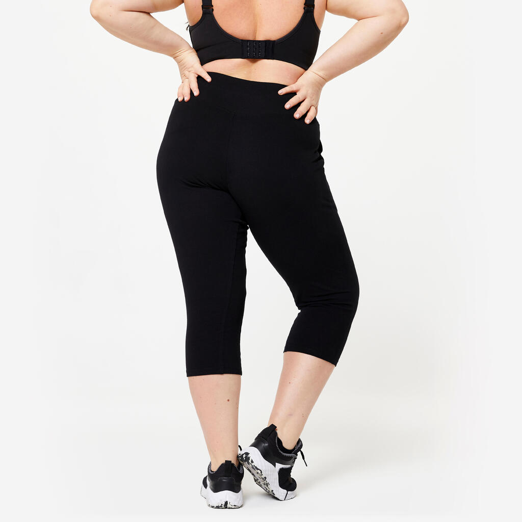 Pantalon corsaire avec poches Fitness Femme - 500 Noir