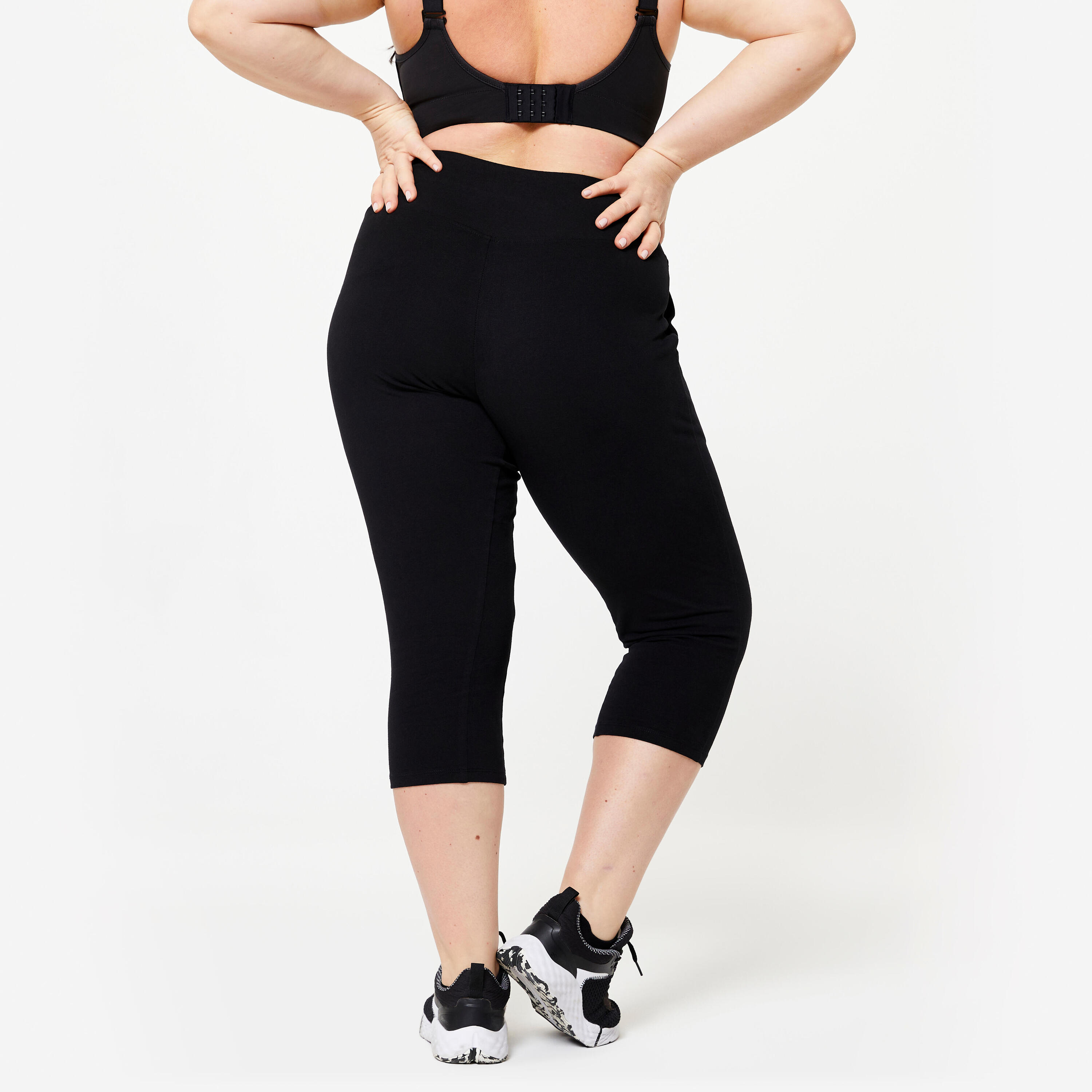 3/4-Leggings Damen mit Taschen - 500 schwarz  4/8