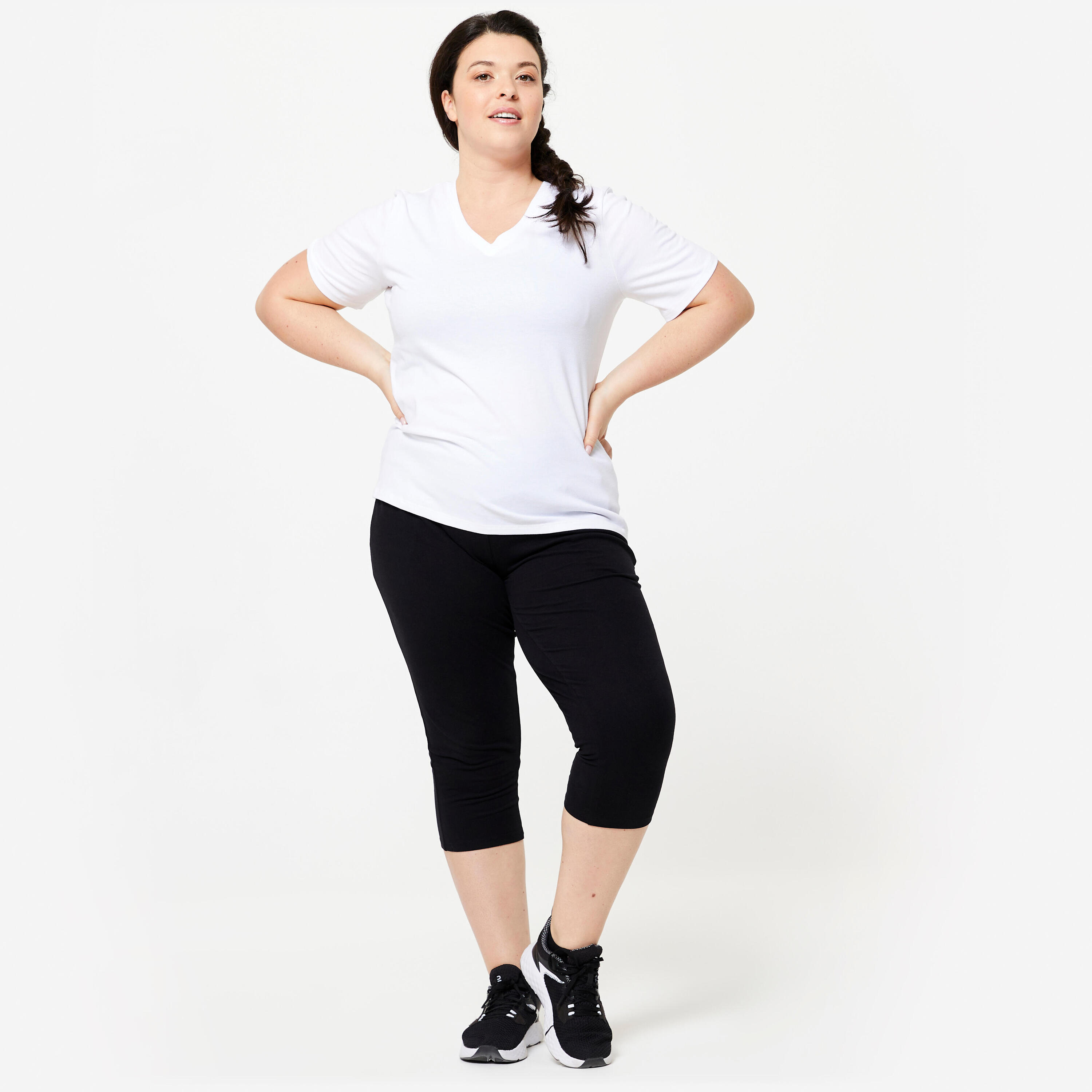 Kuitbroek met zakken voor fitness dames 500 zwart 2/8