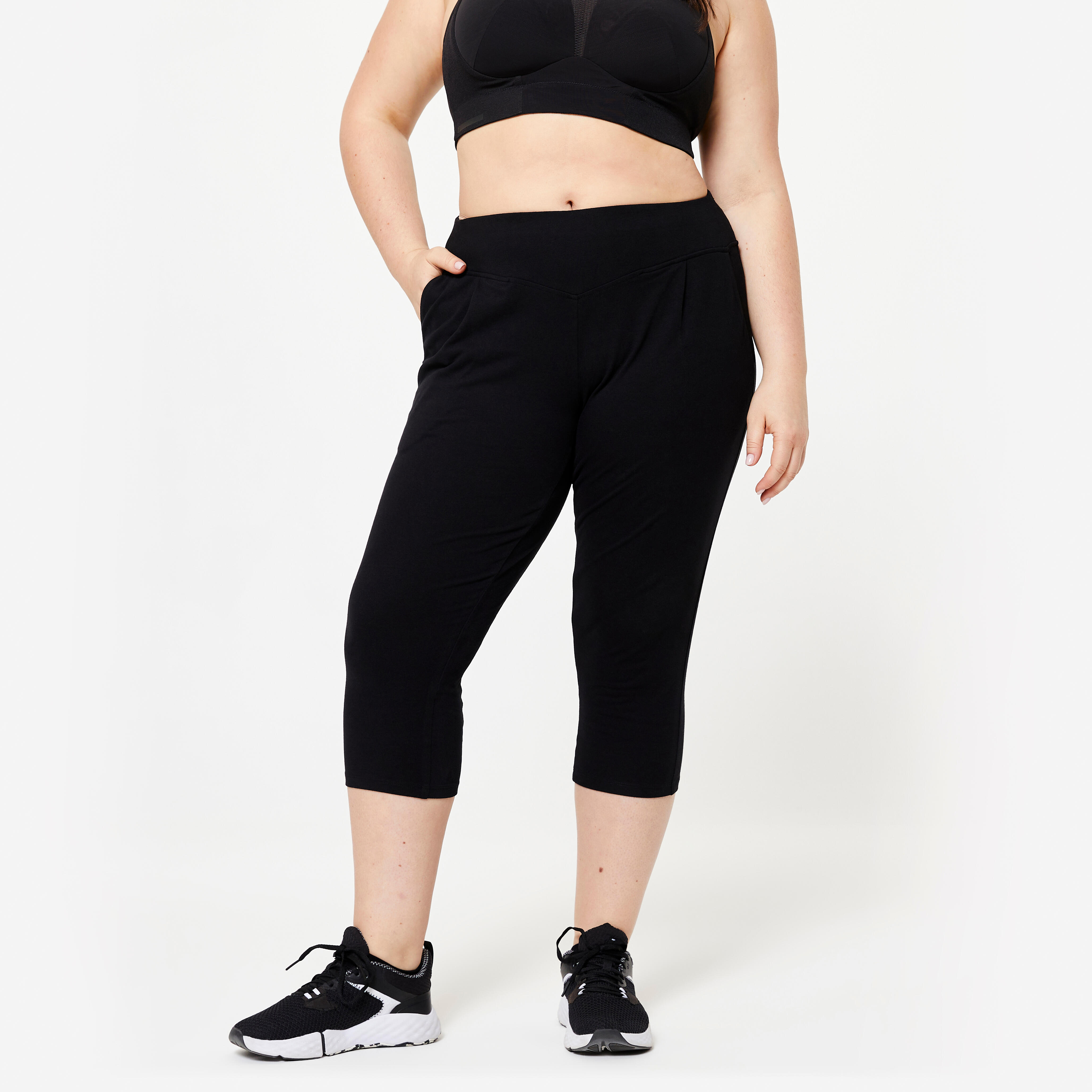 Women's Gym Cotton Blend Cropped bottom-Black