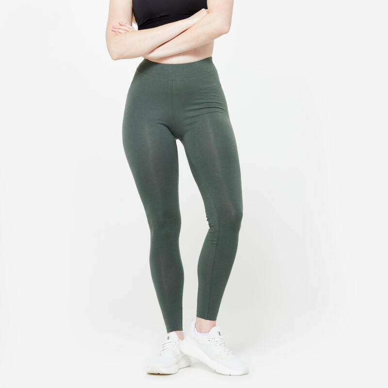 Leggings Fitness Mujer Verde Oscuro Algodón Ultracómodos