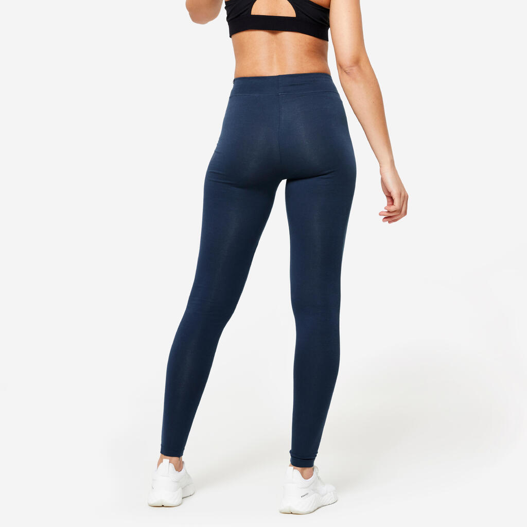 Legging fitness long coton extensible femme - Fit+ bleu marine