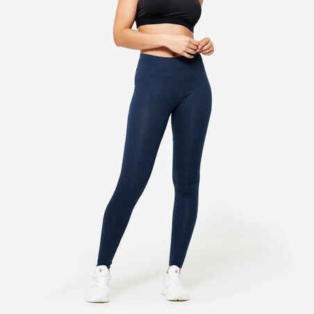 Women's Slim-Fit Fitness Leggings Fit+ 500 - Navy Blue