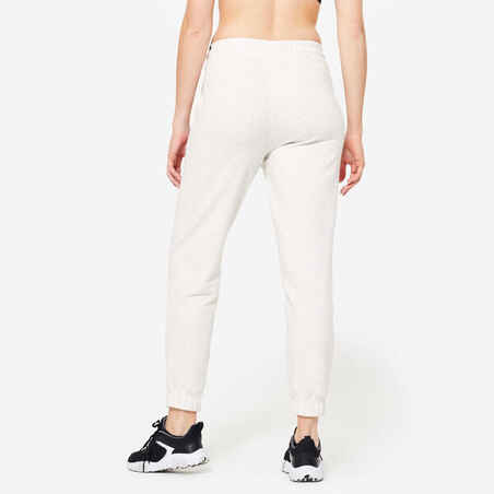 Women's Regular-Fit Fitness Bottoms 500 Essentials - Mottled White