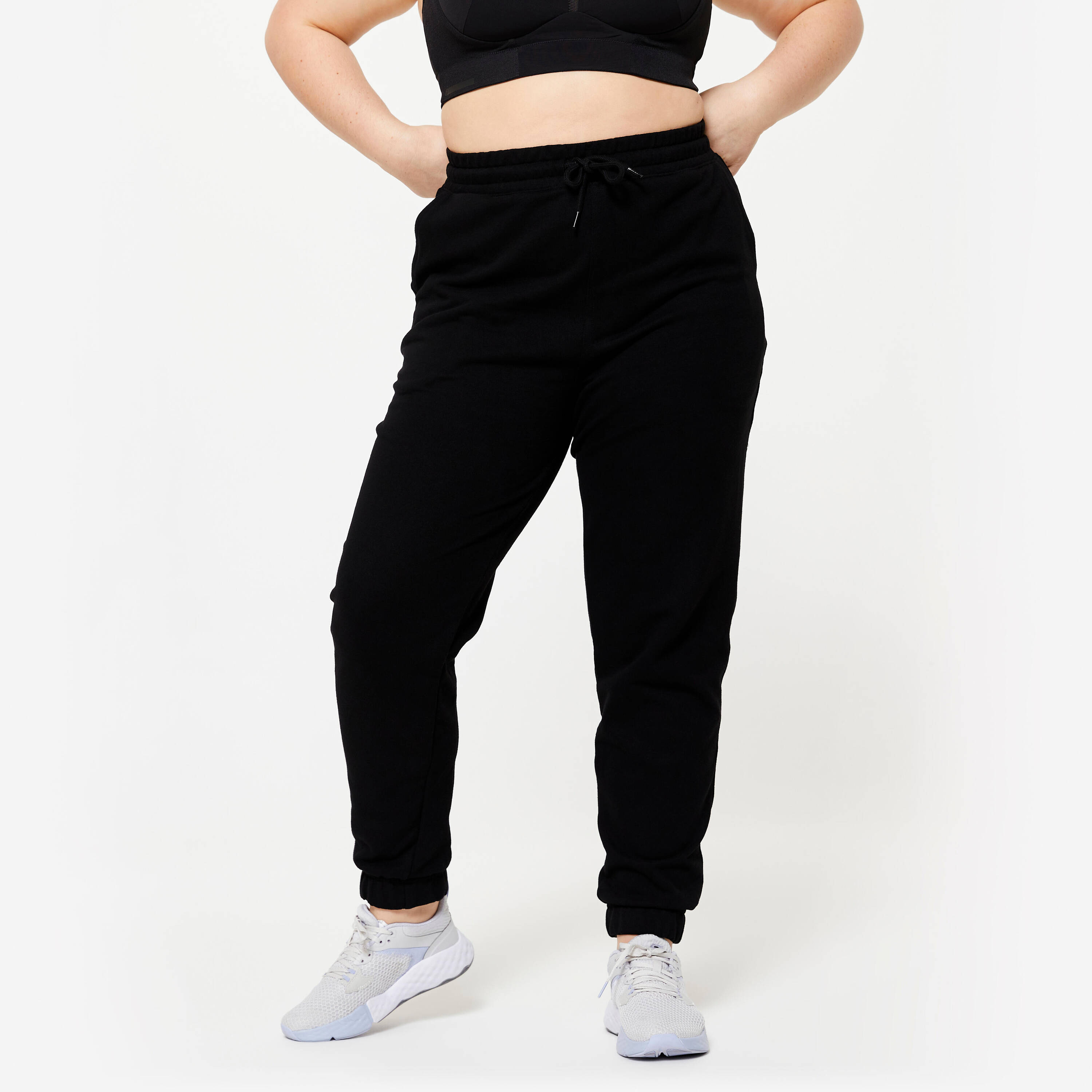 Women's Trackpant Jogger 500 For Gym- Black -  1
