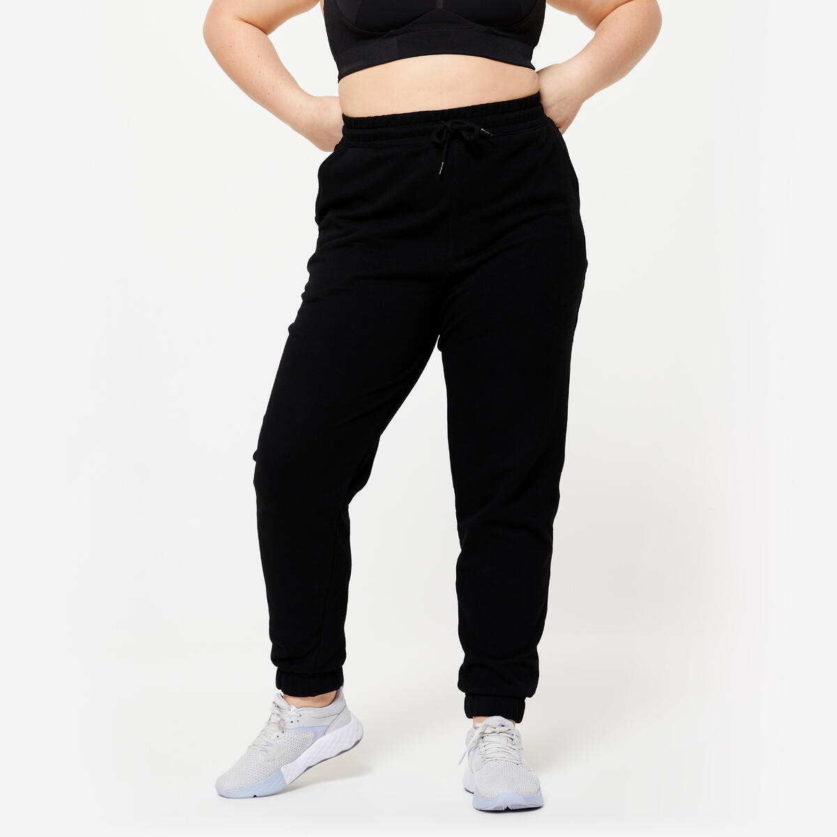 Pantalon jogging femme en coton, noir