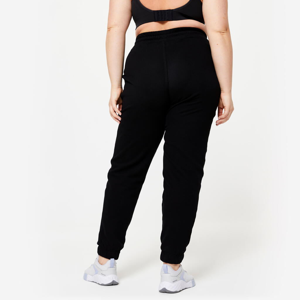 Pantalón Regular Fitness Mujer 500 Essential Blanco Jaspeado