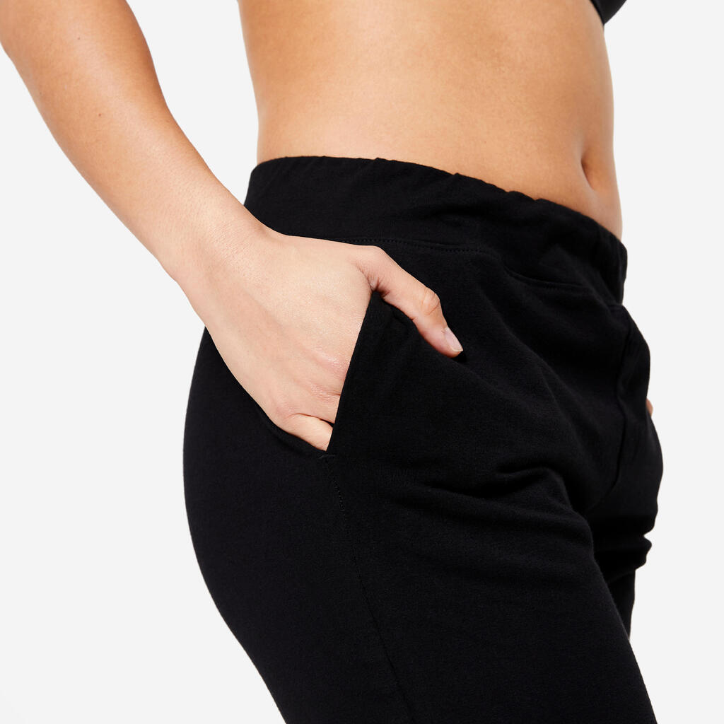 PANTALÓN JOGGER FITNESS 100 MUJER NEGRO