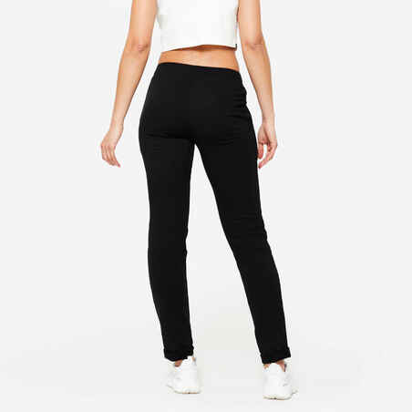 Women's Slim-Fit Fitness Jogging Bottoms 500 - Black