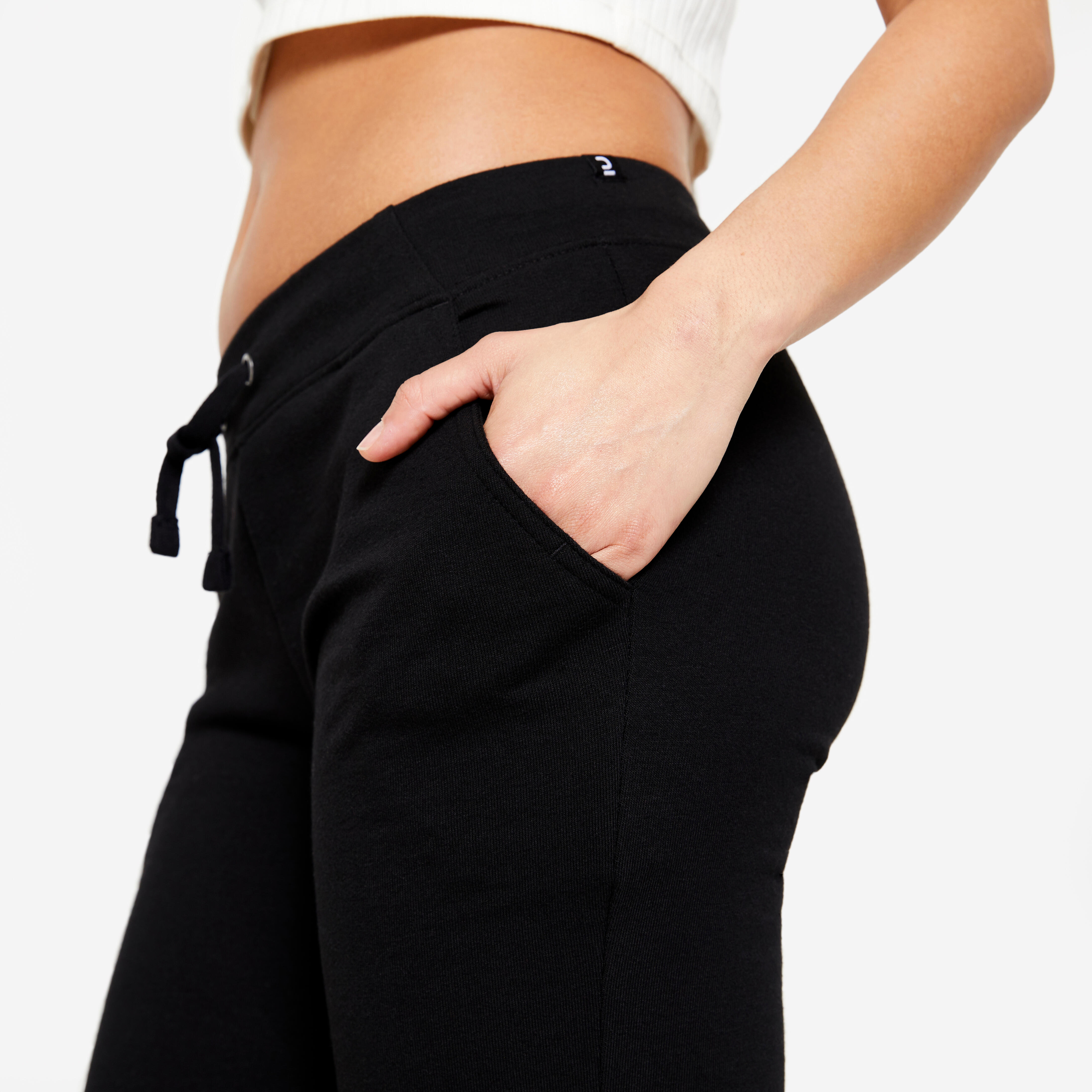 Women s Slim Fit Fitness Jogging Bottoms 500 Black Decathlon