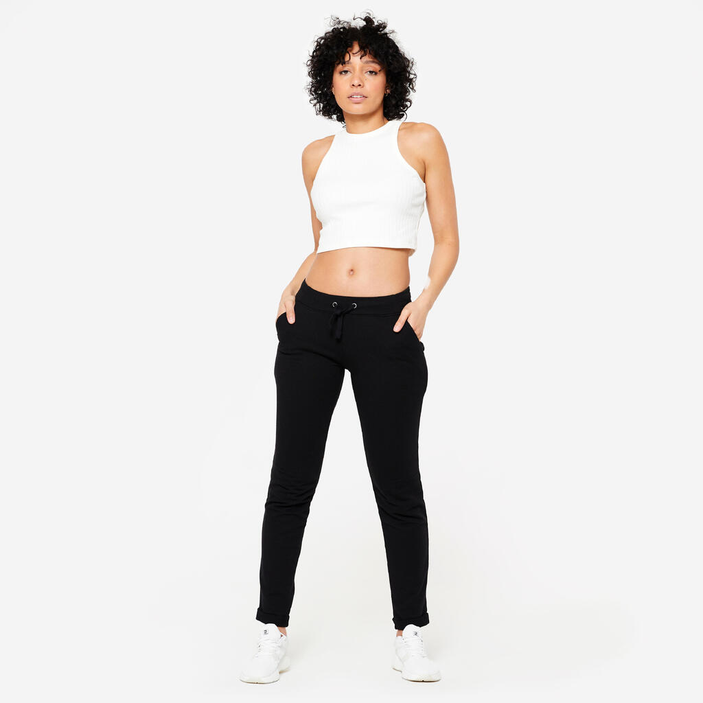 Women's Slim-Fit Fitness Jogging Bottoms 500 - Black