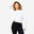 Sweat crop fitness confortable et extensible femme, gris perle