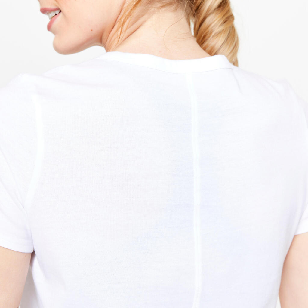 Moteriški kūno rengybos marškinėliai „500 Essentials“, balti